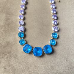 Crystal Blue and Lavender Gem Necklace