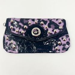 Silver Studded Purple and Black Clutch