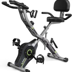 Exercise Bike, 5 in 1 Foldable 16-Level Adjustable Magentic Resistance, Indoor Recumbent Bike with 330LB Capacity