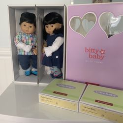 @@@ATTN COLLECTORS!!!RETIRED AMERICAN GIRL BITTY BABY ASIAN TWINS WITH EXTRA OUTFITS