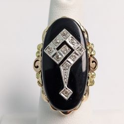 10kt Onyx And Diamond Ring