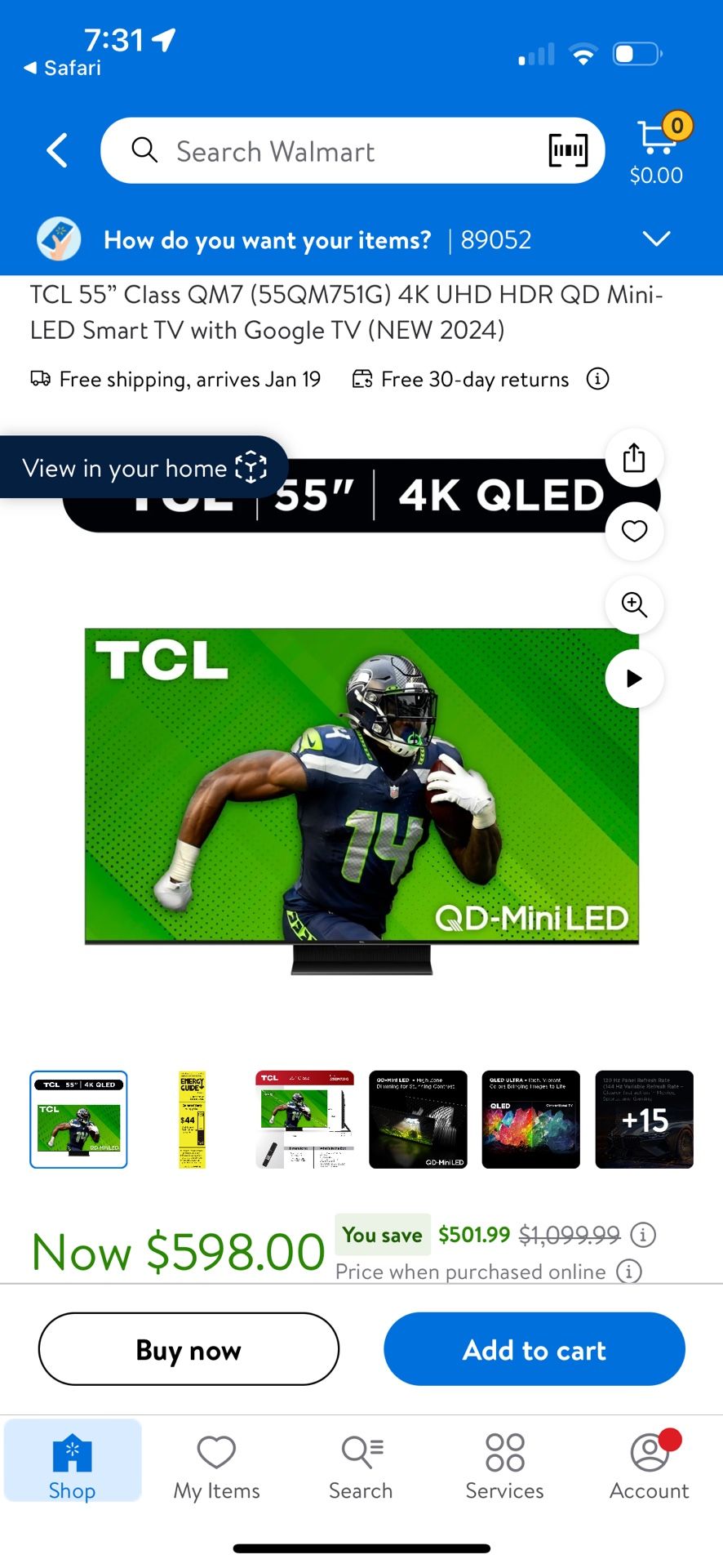 TCL 55-Inch QM7 QLED 4K Smart QD-LED TV With Google TV (55QM751G, 2024 Model) Dolby Vision IQ, Dolby Atmos, HDR, Game Accelerator Up To 120Hz, Vo