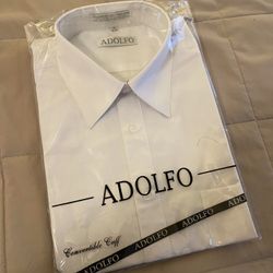 Adolfo 16 34/35 Men's White Collar Dress Shirt