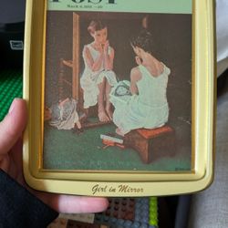 Norman Rockwell Girl In Mirror Tray 