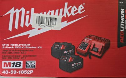 Milwaukee M18 Redlithium 2-Pack XC 5.0 Batteries With Charger