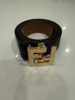 Black FENDI Belt Gold Hardware Size 42