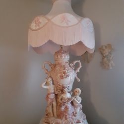  47inches TALL  This LAMP Is A Capodimonte From ITALY  ABSOLUTELY GORGEOUS  LOOKING The SHADE  was Made  SPECIAL FOR THIS LAMP  