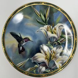 Vintage Pickard Ruby-throated Hummingbird And Lilies 