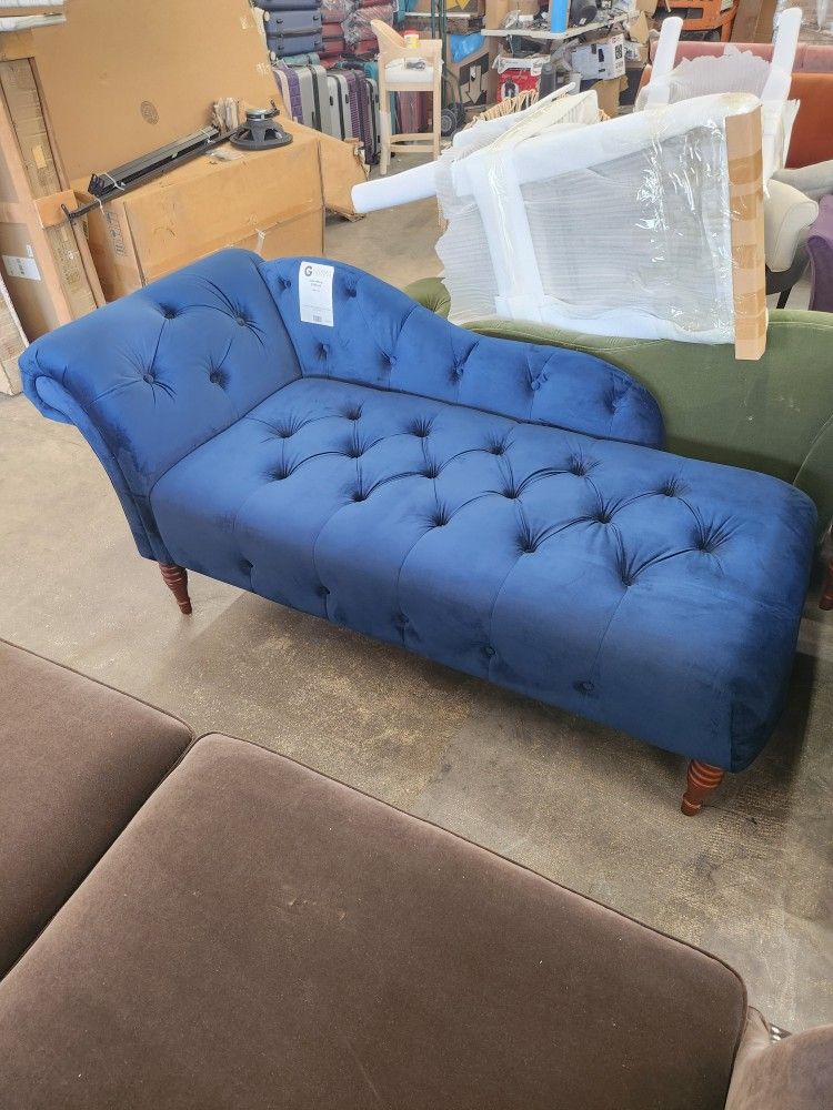 Samuel Tufted Chaise Lounge, Right Arm Facing, Navy Blue