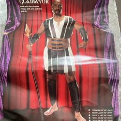 Gladiator Costume Large Size White & black & Brown 