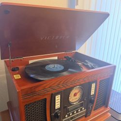Victrola 8-in-1 Wood Record Player  W/Stand