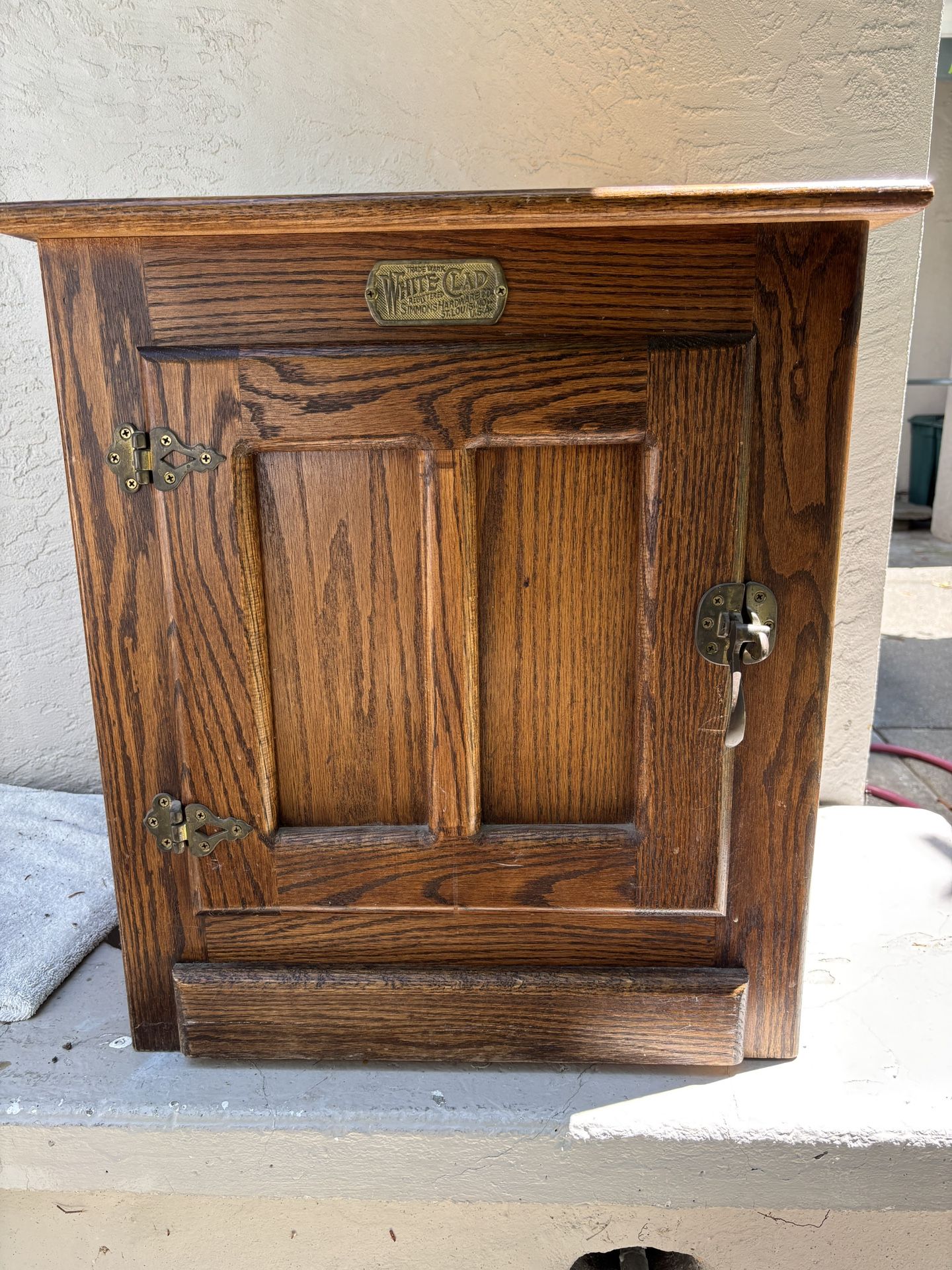 Vintage White Clad Oak Wood Ice Box Nightstand Cabinet Chest End Table