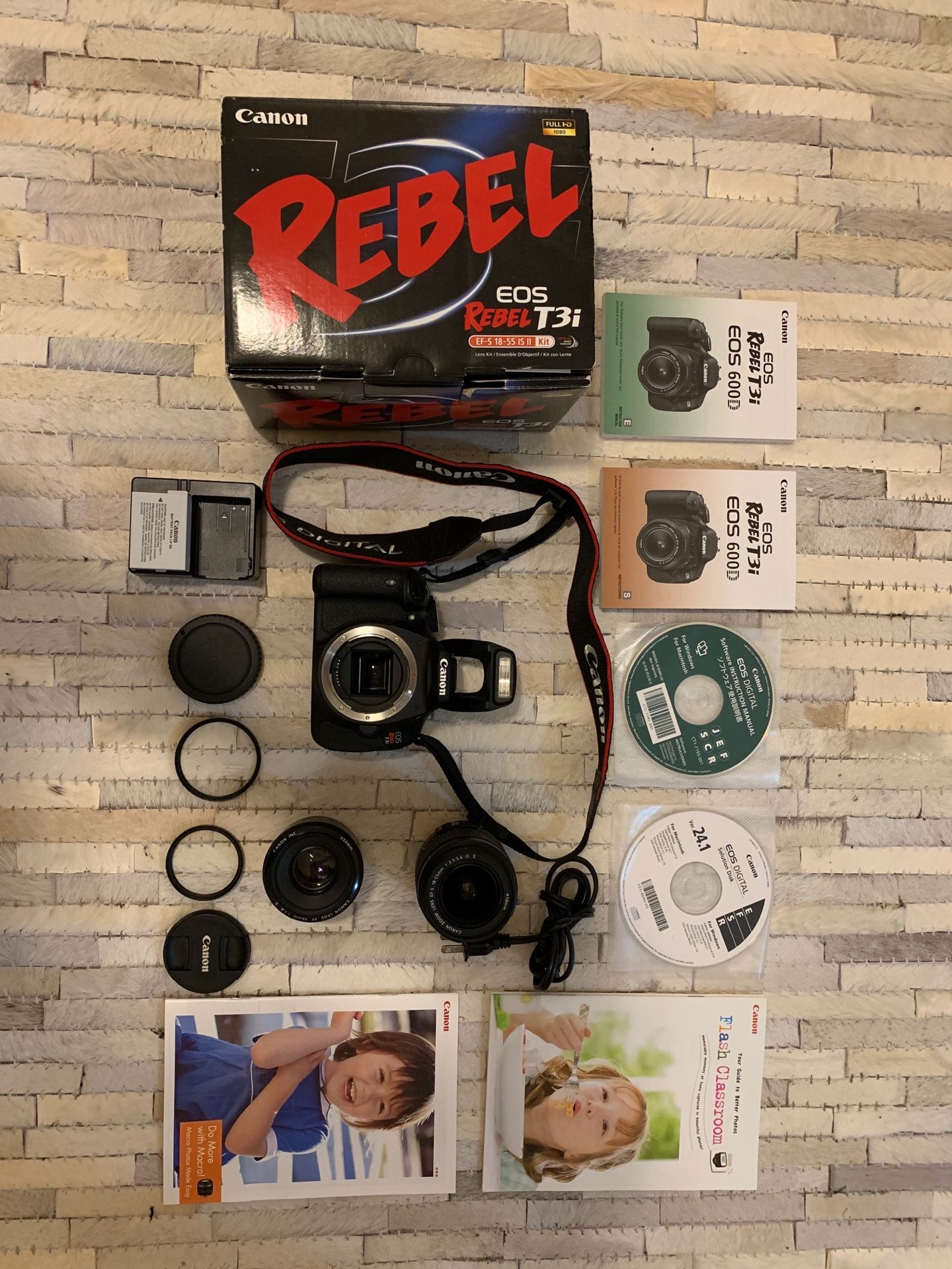 Canon Rebel T3i + 2 Lenses and Accessories