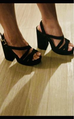 Black Block Heel Strappy Sandals