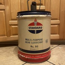 Vintage Standard Multipurpose Grease Can with Spout No. 90 Net 40 Pounds