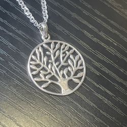 Sterling Silver Tree Of Life And Silver Chain 