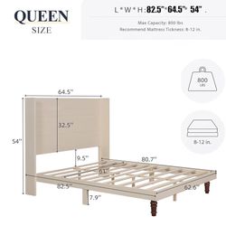 SOLID WOOD QUEEN SIZE PLATFORM BED FRAME NEW IN BOX, No Mattress INCLUIDED