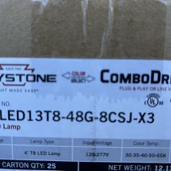 Box Of 25 LED Lightbulbs T8 Selectable Color