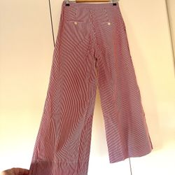 Red and White Striped Wide Bottom Trousers