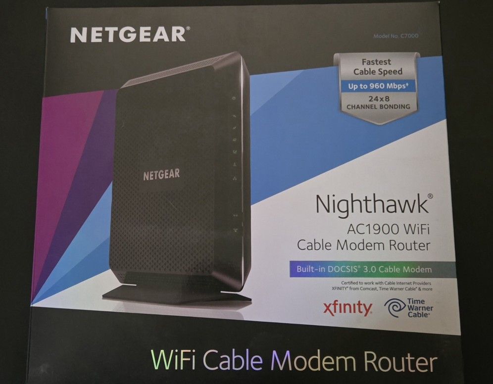 NETGEAR Nighthawk C7000-100NAS AC1900 WiFi Cable Modem Router