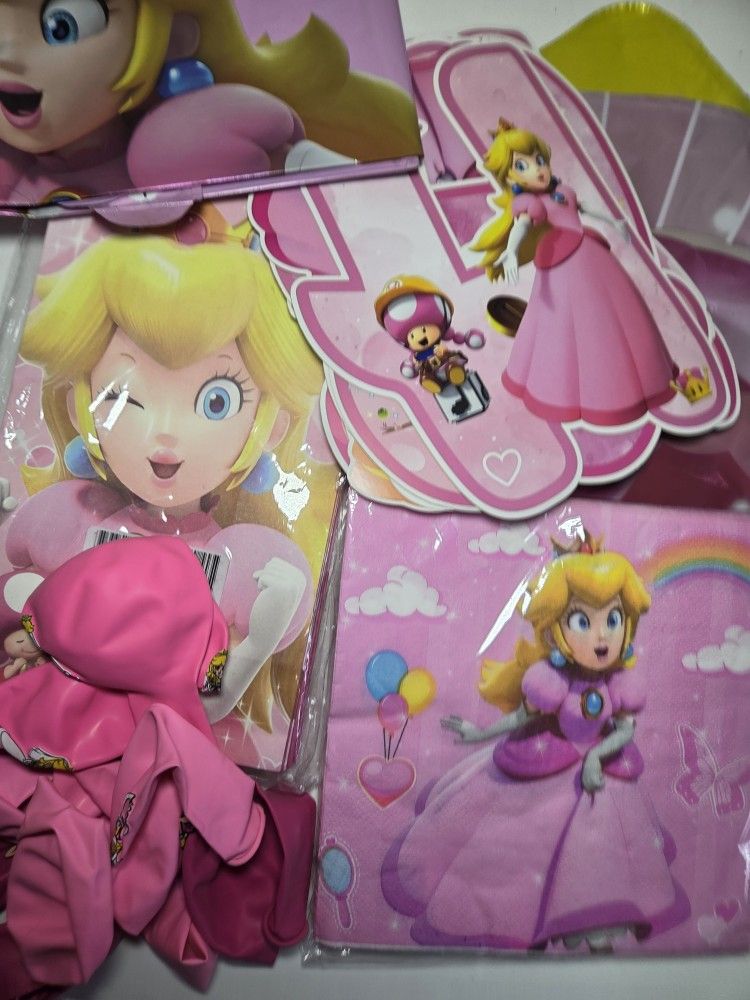 Princess Peach Birthday Party Supplies 58 Pcs NEW