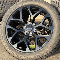 22” Black Chevy Tahoe Silverado Chevrolet 1500 Wheels Rims Tires Suburban GMC Sierra Yukon Avalanche Denali 