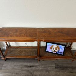 Vintage Wood / Cane Entry Table 