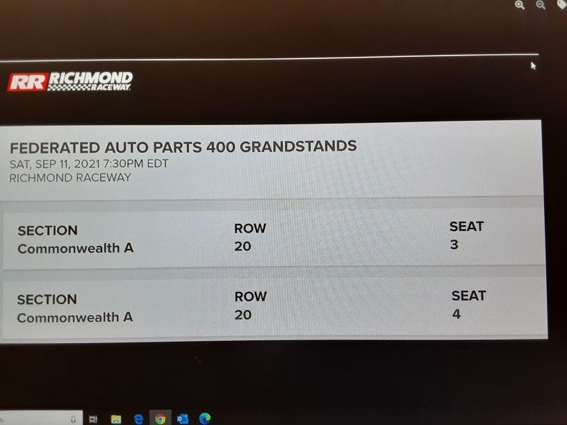 Richmond Raceway 9/11 Tickets