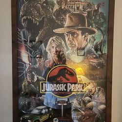 Jurassic Park Poster 24 Inches By 36 Comes With Wooden Frame