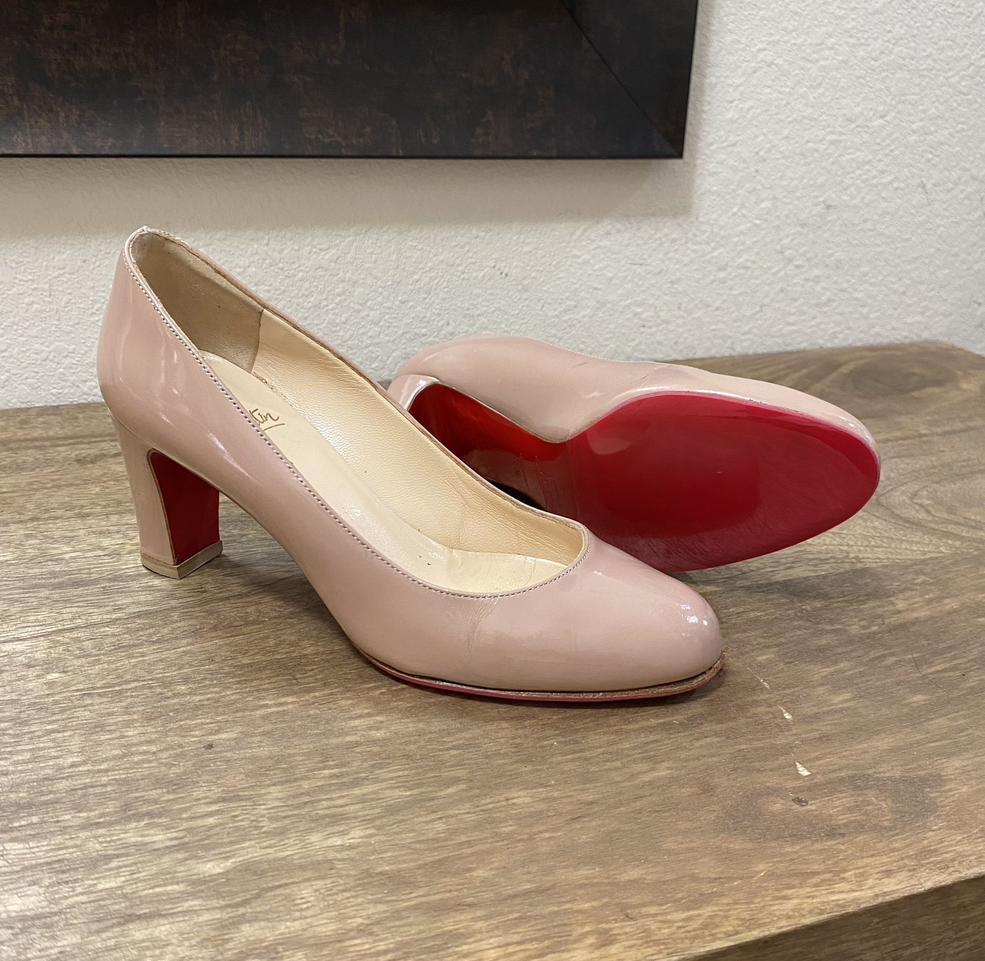 Christian Louboutin SIMPLE PUMP Patent Beige Nude Shoes EU