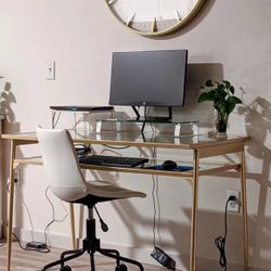 Gold Glass Computer Desk or Vanity