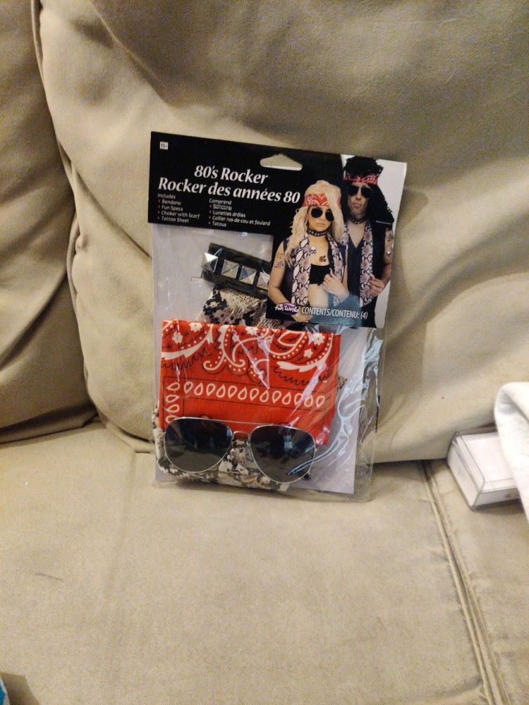 80s Rocker Set - Bandana, Scarf, Choker, Tattoos 