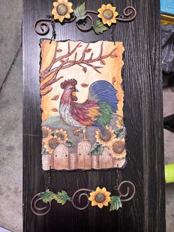 Rooster and Sunflower Wall Hanging Decor