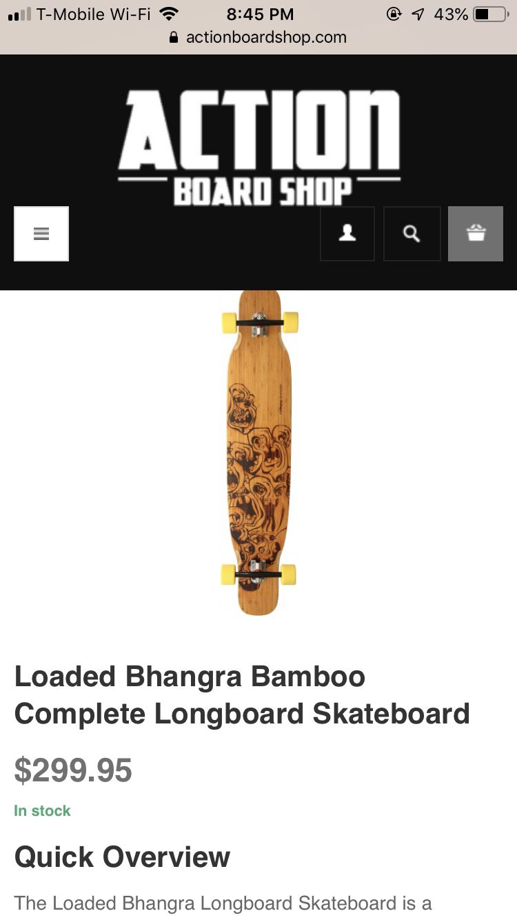 Loaded Bhangra Bamboo longboard Skateboard