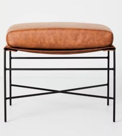 Faux Leather & Metal Ottoman - Black/Brown - Hearth & Hand™ with Magnolia
