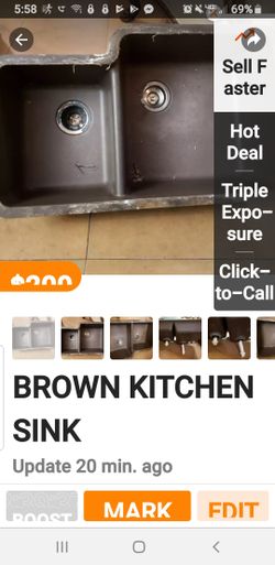 USED BROWN KITCHEN SINK