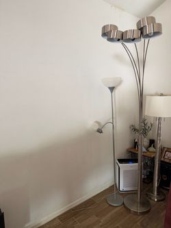 5-Arm Arc Floor Lamp Brushed Nickel 80in