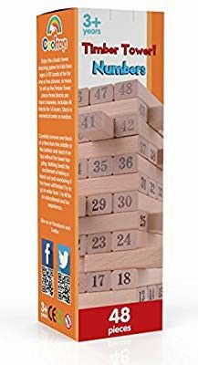 Timber Tower Wood Block Stacking Game - Number Mach playset(48 pieces)