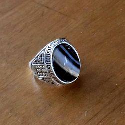 SPIRITUAL AGATE STONE HEALING ENERGY NEW SIZE 9 MEN TITANIUM FOREVER WEAR SILVER