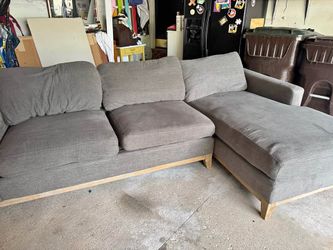 Gray Sectional w/ Chaise - Wood Base - Free Delivery