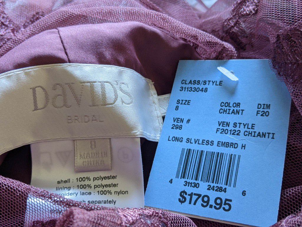 New Dress Size 8 From David's Bridal Still With Tag's 