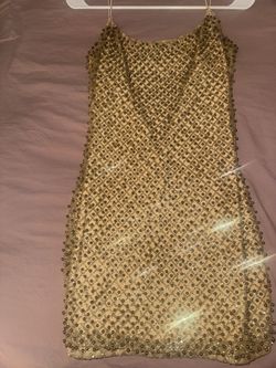 Oh Polly Embellished Mini Dress Gold