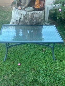 Be the chic chick or the fly guy; Very Midcenturylike Outdoor Coffee Table w/Glass Top: