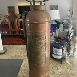 Antique  Chief Croker Copper Fire Extinguisher Empty 