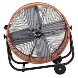 Commercial Electric 24” 2-Speed Drum Fan, Orange, Tiltable Head, 7.5 ft Cord