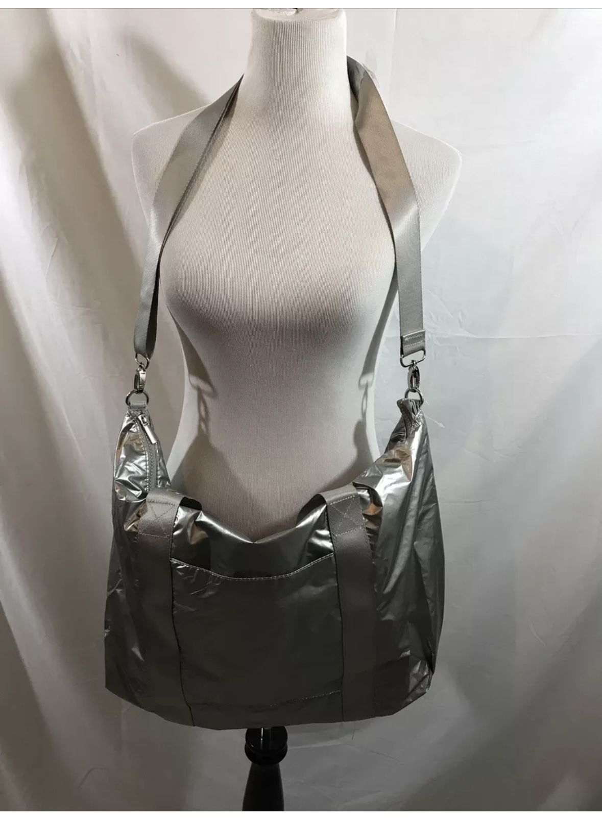 Mad Love silver metallic tote - NWT - 20" x 15"