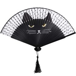 Japanese-style Folded Silk Cat Fan