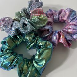 3 Handmade Scrunchie New Hair Tie Metallic Spandex. Size: Large Pink Lot Accessories multicolor