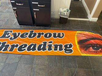 Eyebrow threading feather banner