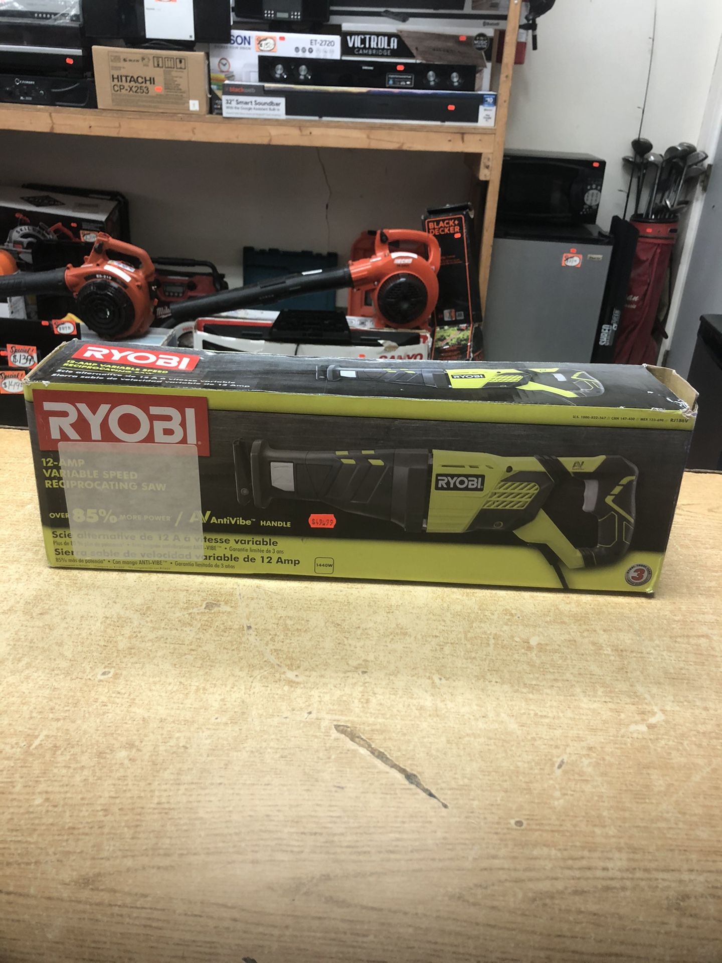 RYOBI RJ186V 12 Amp Corded Reciprocating Saw